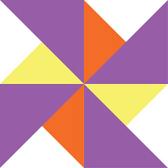 Windmill design created from purple, orange and yellow triangles