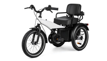 Fototapeta premium White and black tricycle, front view