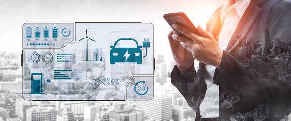 Charging dashboard for electric vehicles with battery status, energy usage, renewable integration,...