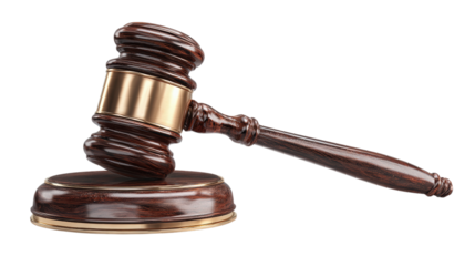 Ornate Wooden Gavel with Brass Band Symbolizing Legal Authority and Judicial Process