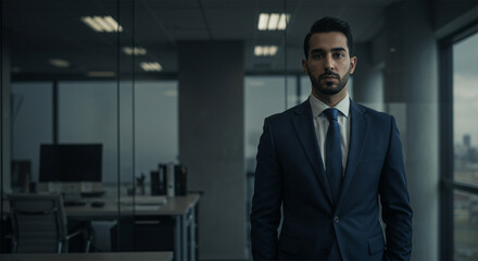 businessman talking on cell phone in office