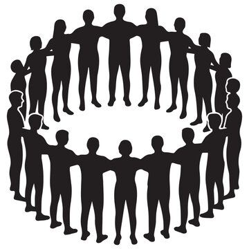 Diverse group of people standing in a circle holding hands representing unity teamwork and community connection