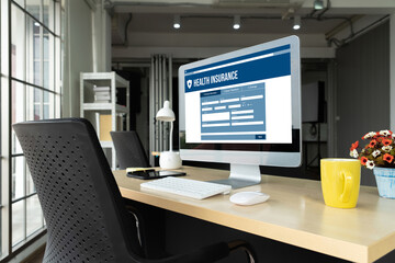 Fototapeta premium Health insurance web site modish registration system for easy form filling