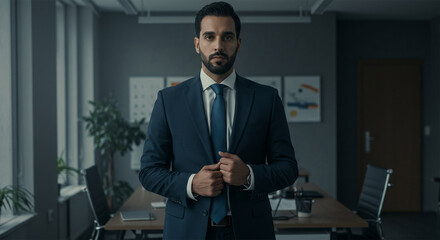 businessman in front of his office