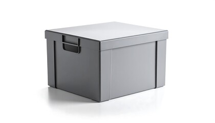 Fototapeta premium Gray storage box on white background
