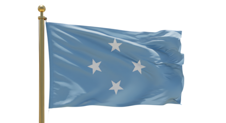 A serene blue flag with five white stars fluttering in the wind, symbolizing unity and peace against a clear sky