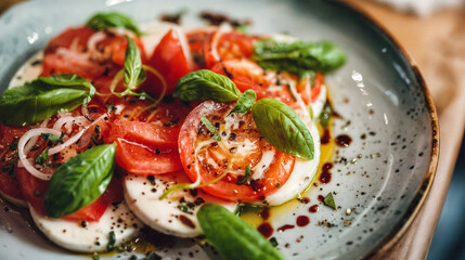 Classic Caprese Salad with Mozzarella and Basil