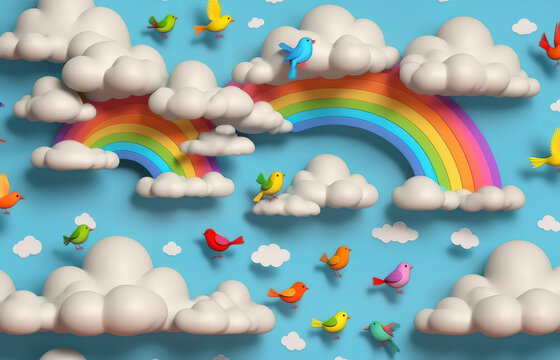 arco iris, cielo, nube, vector, ilustraci&oacute;n, naturaleza, sol, designio, dibujos animados, llover, verano, arte, clima