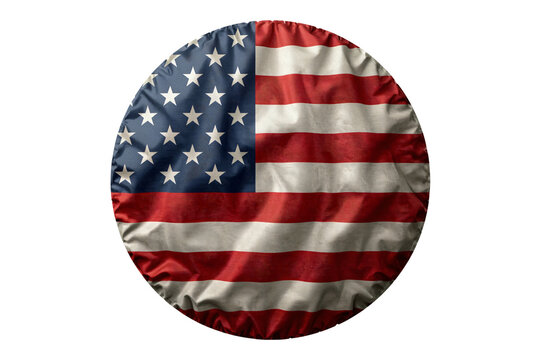 American flag spare tire cover, studio shot, black background, patriotic car accessory