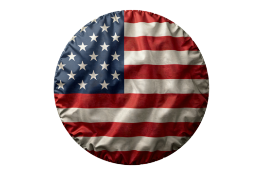 American flag spare tire cover, studio shot, black background, patriotic car accessory