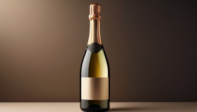 a sleek elegant champagne bottle with a blank label positioned centrally against a clean background ideal for celebrations or events suggesting luxury and festivity