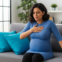 Pregnant woman experiencing chest pain