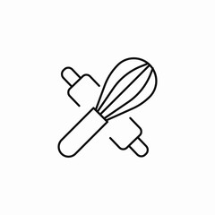 whisk rolling pin icon sign vector