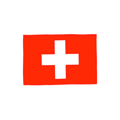 Fototapeta premium A stunning Swiss flag with a striking red background and a bold white cross in the center perfectly isolated on a clean white background
