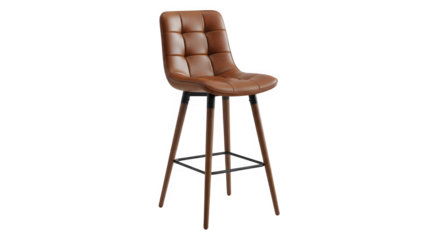 Modern brown leather bar stool adds a touch of luxury to any home bar or kitchen island, perfect for stylish entertaining and comfortable seating