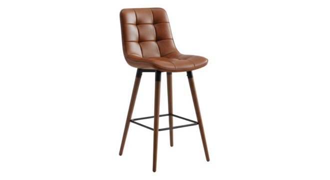 Modern brown leather bar stool adds a touch of luxury to any home bar or kitchen island, perfect for stylish entertaining and comfortable seating