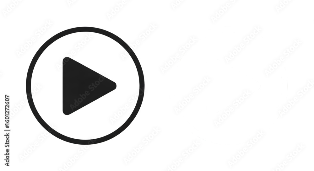 Fototapete a simple black play button icon with a triangle inside a circle on a transparent background