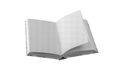 Book open with turning page. The manual helps with science and literacy. Education and wisdom come