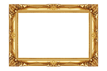 Old Antique Gold Frame Isolated on White and Png Transparent Background