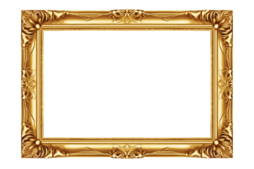 Old Antique Gold Frame Isolated on White and Png Transparent Background