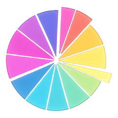 Obraz premium Colorful Pie Chart with Slices in Various Bright Distinctive Colors.