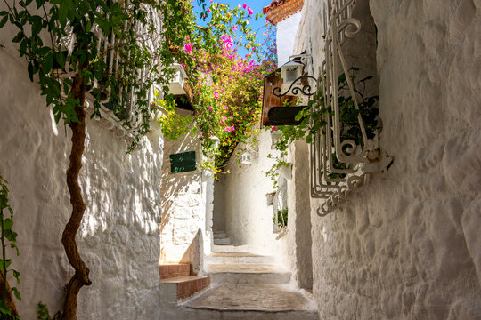 Fototapeta Old town street in Greek quarter, Marmaris, Turkey