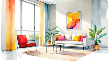 Minimalist Watercolor Interior Design