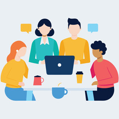 Obraz premium Flat design illustration of a business team collaborating on a brain concept isolated on white background