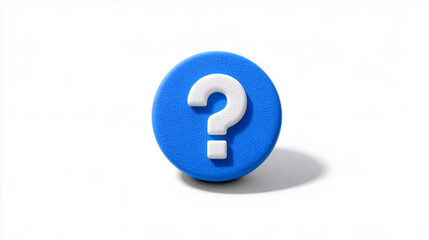 Curiosity's Enigma: A captivating close-up showcases a vibrant blue button adorned with a stark white question mark. the mystery of inquiry and information