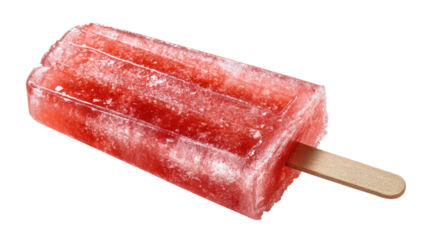 Refreshing Red Popsicle on a Stick Isolated on a Transparent Background for Summer