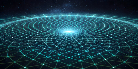 Abstract holographic hud grid rotating in space