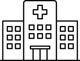 Obraz premium Hospital building outline vector design for medical healthcare and emergency service icon symbol