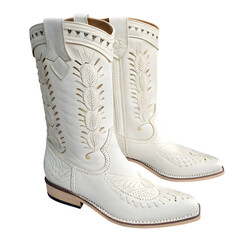 Elegant White Leather Boots: Western Style Footwear