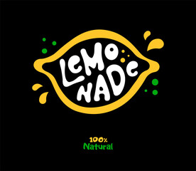 Colorful lemon-shaped logo highlighting natural lemonade in a vibrant style