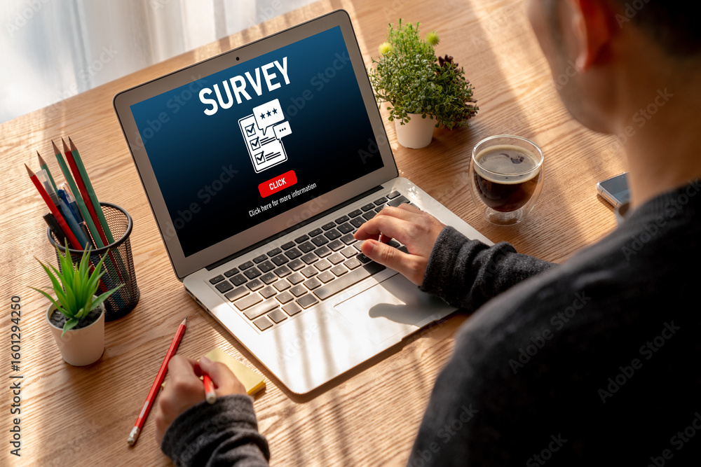 Poster online survey form for modish digital information collection on the internet network