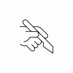 hand holding scalpel icon sign vector