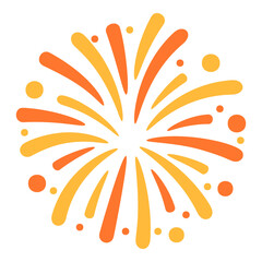 Yellow and orange cartoon firework burst with stars isolated on white