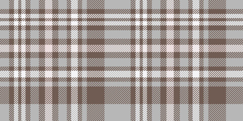 Seamless Grey and Brown Tartan Plaid Pattern with White and Pink Accents in a Subtle Geometric Design