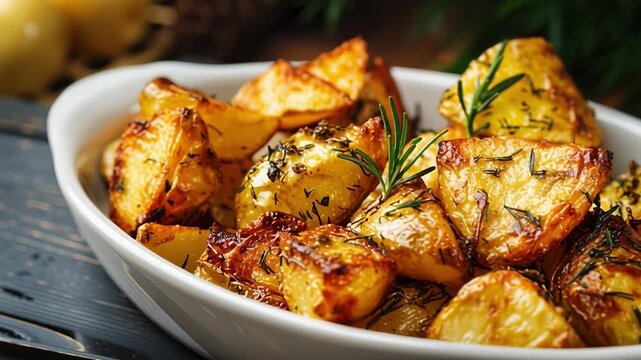 Delicious roasted potatoes with rosemary and spices