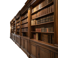 Extensive Antique Wooden Bookcases: Rich Mahogany Library Shelving with Classic Literature Collection