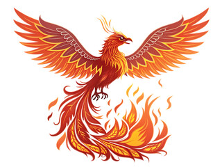 Fototapeta premium phoenix bird in flames isolated on white background PNG, AI GENERATED