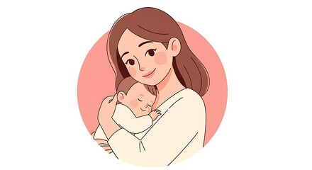 Obraz premium A tender portrait of a loving mother holding her precious sleeping baby close showing a deep bond and gentle care