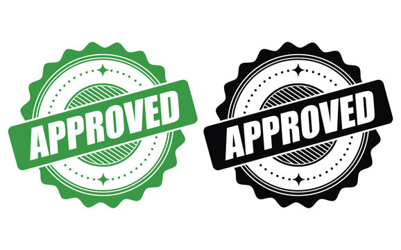 Approved Badge Stamp – Certified Approval Vector Label