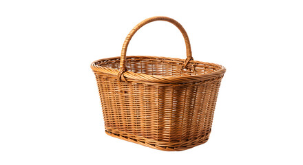 Obraz premium A beautifully woven wicker basket, resting on a clean surface, ready for use in picnics or home decoration