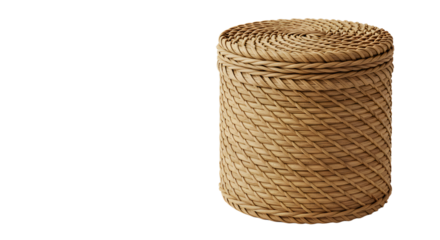 A beautifully woven wicker storage basket placed on a clean surface, perfect for organizing items in any room