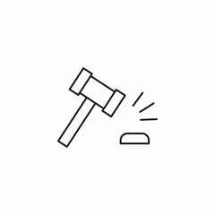 gavel striking block icon sign vector