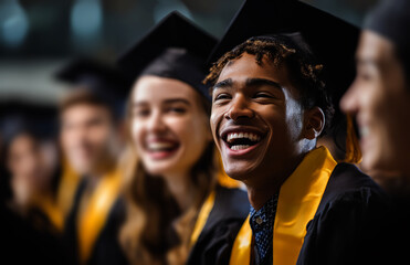 Obraz premium Happy, multiethnic students celebrating their graduation from college 