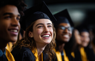 Fototapeta premium Happy, multiethnic students celebrating their graduation from college 