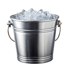 Ice bucket with ice cubes isolated die-cut.