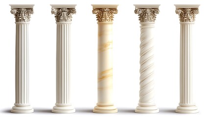 Naklejka premium Classic architectural columns in various styles.
